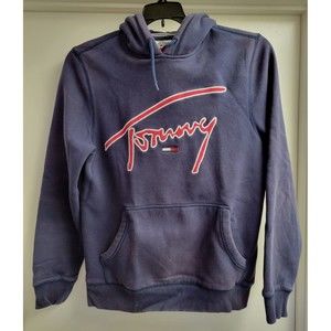 Tommy Hilfiger Denim Logo Casual Blue Hoodie Sweatshirt Size Men’s S Small